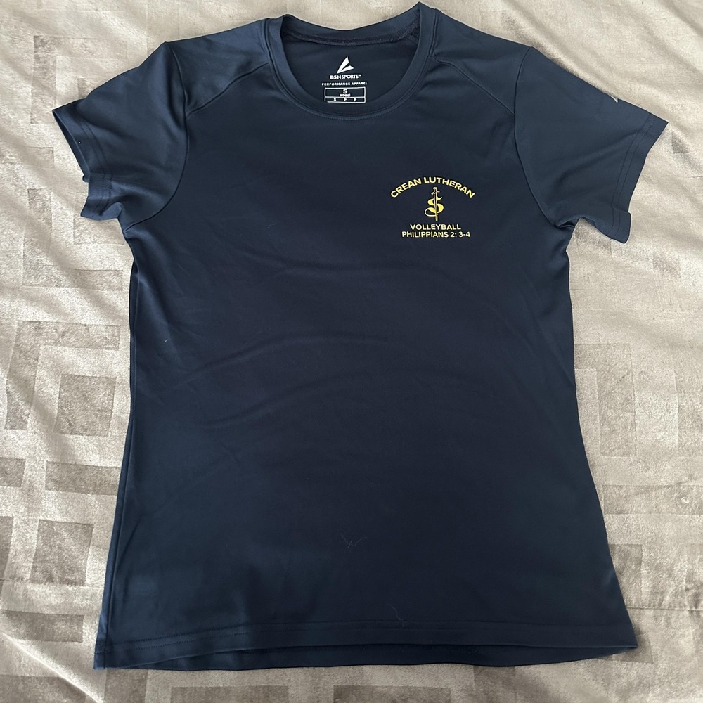 Crean‎ Lutheran Volleyball Shirt Womens Small Navy Blue BSN Sports Philippians